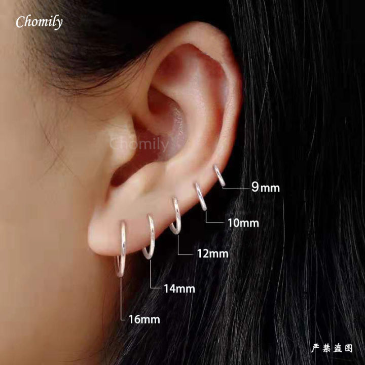 925 Sterling Silver Small Hoop Earrings For Women Ear Bone Hoop Simple Mini Small Round Circle Earrings Silver Earrings Hoop
