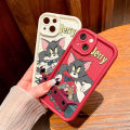 For Redmi A3 Back Cover Cartoon Tom Jerry Pattern Mobile Cover Soft Square Ladder Silicone Phone Case. 