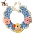 Hand-Knitted Faux Woolen Pet Color Small Flower Crochet Collar Bib Scarf British Short Shiba Inu Dog Cat Accessories. 
