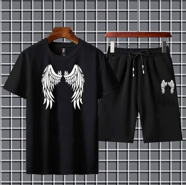 Wings Printed Tracksuit For Men & Boys - Soft & Comfortable Fabric T Shirt & Boxer Shorts Printed Tracksuit