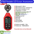 UT363 Handheld Mini Digital Anemometer Wind Speed Measurement Temperature Tester LCD Display Air Flow Speed Wind Level by electrica. 