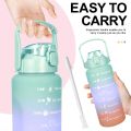3-Piece Motivational Gradient Sports Water Bottle Set - Ideal for Fitness Enthusiasts, Indoor & Outdoor Activities - Leakproof with Time Marker, Flip Top Lid and Straw - Perfect for School Office and Gym. 