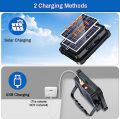TDplus LED Construction Spotlight, Battery, 100 W, LED Battery, 336 LEDs, Solar Panel, 4 Light Modes, External Battery with 12000 mAh, Magnetic Function, LED Spotlight Battery, Ideal for Camping, Work, Fishing, Colour Black [Energy Class A++]. 