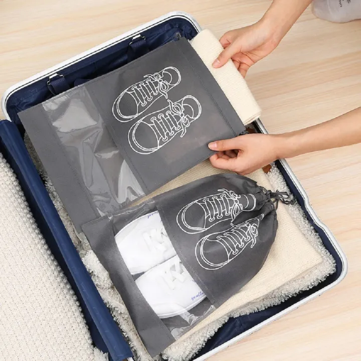 Shoe%20Bags%20Pouches%20Travel%20Cover%20for%20Shoe%20Storage%20&%20Travelling%20Drawstring%20Bags%20Dust%20Cover,%20Grey%20-%20Image%206