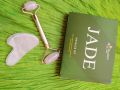 Metal Handle Rose Quartz Pink Jade Roller  with Gua Sha Stone Scraper Set Skin Massage Beauty Care Guasha Anti-Aging Tight Skin. 