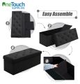 Foldable Black Velvet Ottoman Storage Benches Folding Stool Soft Cushion Footrest Toy Storage Box Seat for Living Room Poof Foot Stool,38x76cm. 