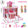 Cottage Girl DIY Assembled Game 201 Pieces 3-Storey 8 Rooms Huge Big Doll House Villa Children's Family DIY Accessories Assembly Dream Castle Toy Girl Gift - Sieze Approx. 20 Inchs. 