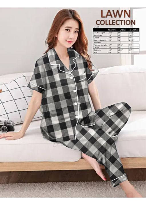 Best%20Comfortable%20Ladies%20Nightwear%20Shirt%20Pajamas%20Two%20Piece%20Dress%20in%20Lawn%20Stuff%20Short%20Sleeve%20Pyjama%20-%20Image%205
