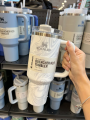 Imported 1180ml Stainless Steel Stanley Quencher 2.0 Tumbler Portable Thermos Cup with Leak Proof Lid and Straw, Large Capacity Car Cup Insulated Cup, for Hot and Cold Beverages Original Stanley Tumblers for Girls Stylish Marble Tumblers. 