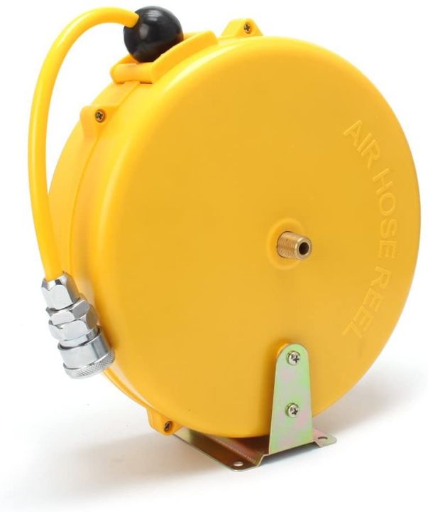 Mini Air Hose Reel with 1/4" x 26 ft Automatic Retractable Rubber Hose, Mini Telescopic Drum Hose PU Tube OD 8MM ID 5MM 1/4" Air Inlet