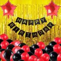 Happy Birthday Theme Decoration Set Happy Birthday Card & Foil curtain Set For Charming Birthday Party With Foil Stars Balloons and Latex Balloons Set-Beautiful Birthday Accessories. 