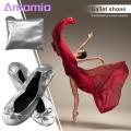 Wide Feet Dance Shoes Foldable Ballet Shoes with Storage Bag Soft Breathable Easy to Clean Dance Slippers for Yoga More. 