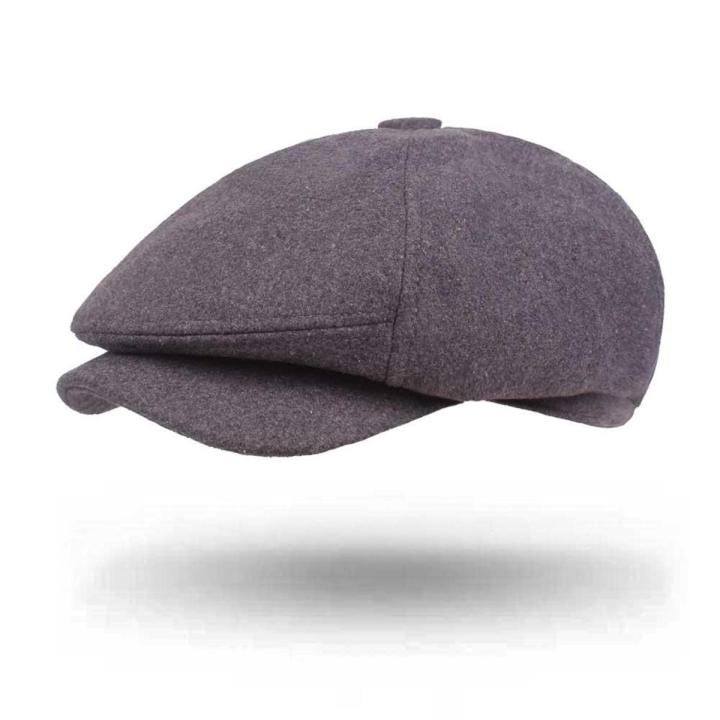 Men Vintage Cotton Beret Hat Octagonal Newsboy Cap Winter Casual Cabbie Cap