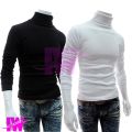 Pack Of 2 Men Boys Premium Nice High Neck Full Sleeve Stretchable Ribbed Cotton & Lycra T-Shirt Tops Sweatshirt Winter Warm Black White Free Size Every Fitter InnerWear. 