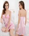 Pink Silk Baby Doll Short Nighty For Women. 
