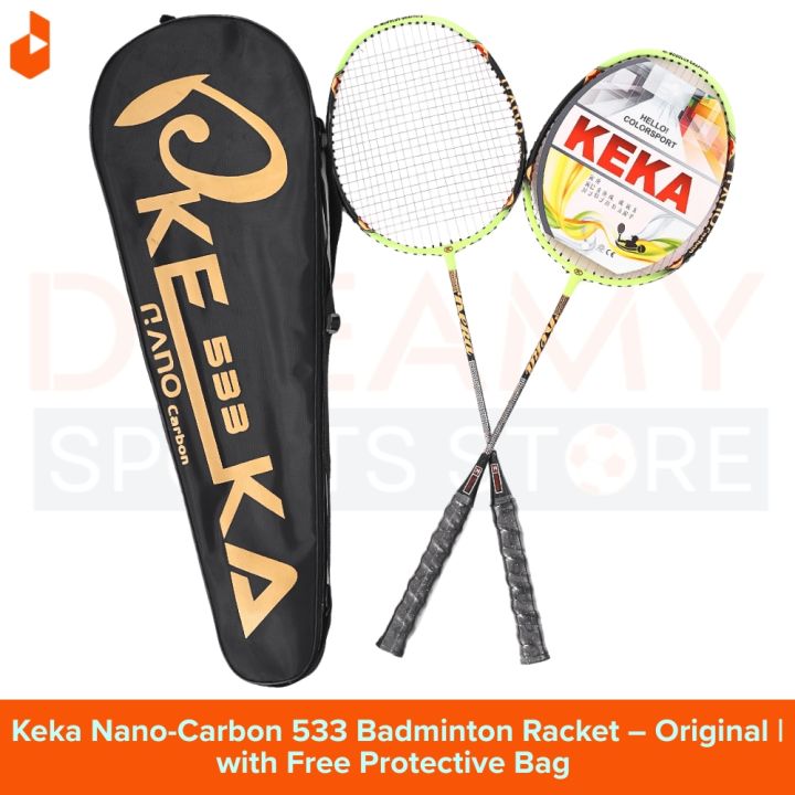 Keka Nano-Carbon 533 Professional Badminton Racket Set | World-Class Performance | No-Joint Carbon Frame | Smash Power