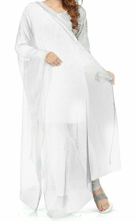 White%20Chiffon%20Dupatta%20For%20Girls/Ladies-Chiffon%20Dupatta%202.5%20Meter%20Color%20Premium%20Chiffon%20Quality%20Durable%20Fabric%20Reasonable%20Stylish%20Look%20Dupatta%20-%20Image%204
