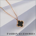 Black Color Pendant   Lucky Four Leaf Clover Necklaces for girls. 