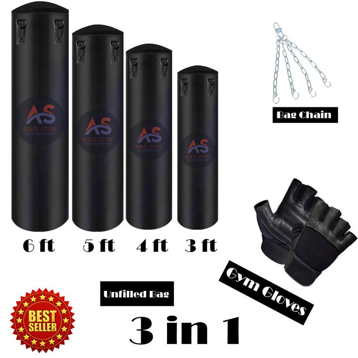 Best Trending Boxing Punching bag Two, Three, Four, Five, Six Feet With Hanging Chain And premium quality Gym Gloves Used for kids, adult, men, Woman for Boxing Purpose