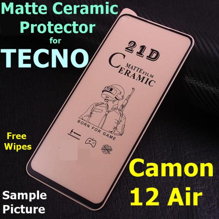 TECNO Camon 12 Air Ceramic Matte Protector for PUBG Gamming Unbreakable Antishock Hybrid film 9D/11D/21D Temper Fiber Nano
