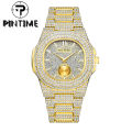 Pintime brand fashion business luxury, with diamond, quartz men's watch. 