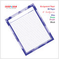 Assignment Sheets- Paper- Pages With Narrow Lines-  Color Border- 80 Sheets. 