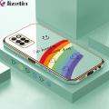 Jizetin (Free Lanyard) for Infinix Note 10 Pro / Note 10 Pro NFC Back Cover Rainbow Luxury 6D Plating Case Side Pattern Soft Silicone Square Phone Cases. 