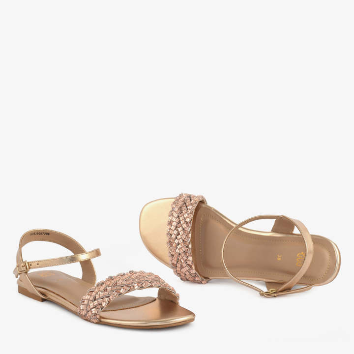 ECS%20Golden%20Weave%20Flat%20Sandals%20For%20Women%20-%20Image%202