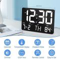 LED Digital Wall Clock with Remote Control, Large Display Calendar Wall Clock, Day/Date/Temperature Alarm Clock for Bedroom, Office, Living Room, Classroom, Gym. 
