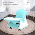 Portable Baby Chair 3 in 1 Convertible Baby High Chair, Feeding Chair High Chair with Dual Removable Tray & Seat Cusion, Recline Adjustable Backrest Multifunctional Portable Kids High Chair on Wheel, Baby Feeding Chair Toddler Chair Safe & Easy-to-Clean,|. 