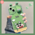 Crayon Shin-chan Case Compatible For IPhone 7Plus 15 14 13 1112 Pro Max XR 15 6 8 7 6S Plus XS MAX X SE 2020 Big Eye Green Frog Doll 3D Wavy Curved Edge Cover. 