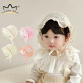 Lace Ruffle Baby Hat Cute Flower Infant Girl Princess Cap Solid Color Mesh Newborn Bonnet Summer Kids Lace-up Sun Hats. 