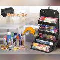 Travel Roll-up Makeup Case Organizer Hanging Foldable Cosmetic Pouch Toiletry Bag Black. 