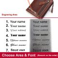 Leather Men Wallets Name Engraving Cow Leather Short Card Holder Men Purse Double Zipper Male Wallet. 