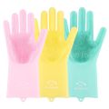 Magic Dishwashing Cleaning Sponge Gloves Reusable Silicone Brush Scrubber Gloves. 