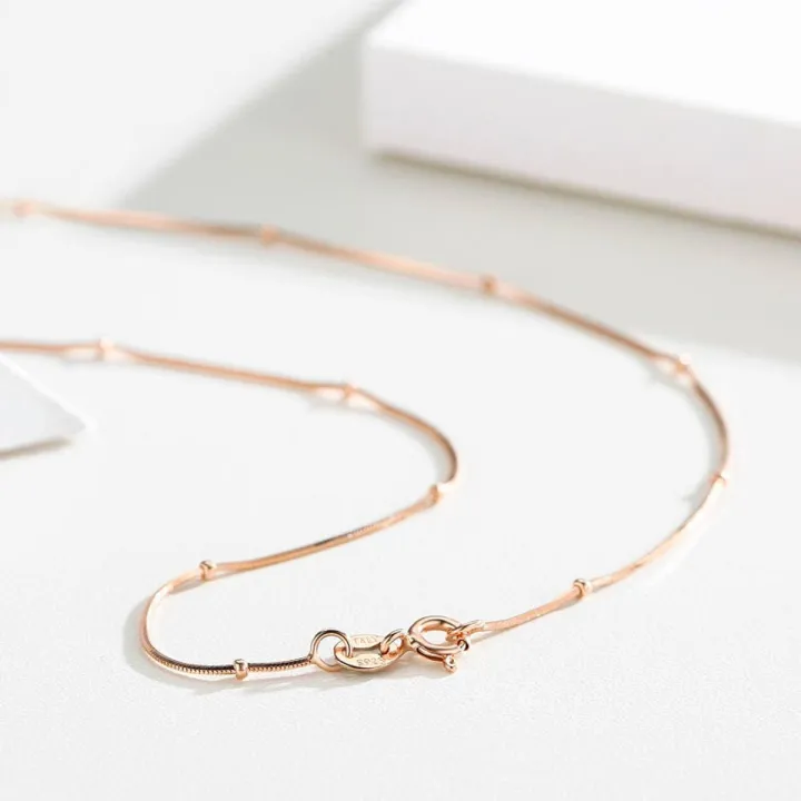 3580cm Thin 925 Sterling Silver Rose Gold Color Snake Beaded Chain