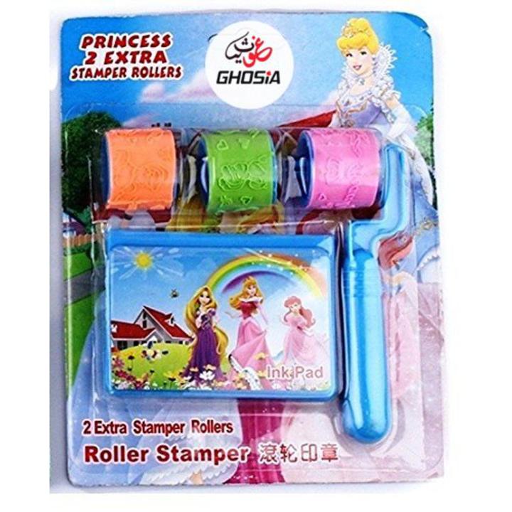 Cute Cartoons Handle Wheel Roller Stamp with Ink pad Diary DIY Stamp Stationery Set Kids Student Prize Promotional Gift School For Boys And Girls - 3101