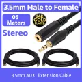 5m 16ft 3.5mm Headphone Extension Cable Male to Female AUX Stereo Audio. 