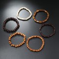 Men Retro Folk Style Jewelry Design Diverse Multi-color Multi-layer Suit Wooden Beads Elastic Bracelet Jewelry For Men. 