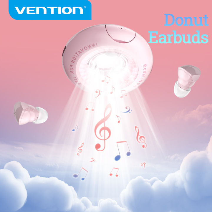 Vention Tiny T17 True Wireless Earbuds Doughnut Shaped IPX4 Waterproof Breathing Lights Touch Control TWS Mini Bluetooth 5.3 Earphone