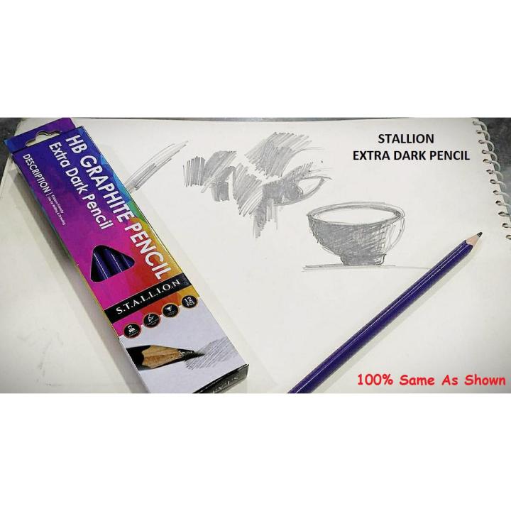 STALLION | HB Graphite Pencil | Extra Dark | Pack of 12 | Perfect for kids, teens and adults to use in classrooms, offices and homes.