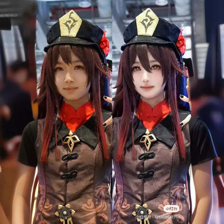 Genshin Impact Walnut Cosplay Anime Walnut Wig Double Tiger Clip Double Ponytail 100 cm