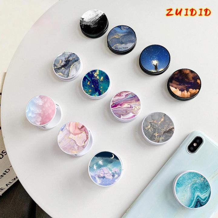 Glossy Popular Marble Expanding Phone Stand Grip Finger Rring Support Anti-Fall Round Foldable Mobile Phone Holder for Xiaomi