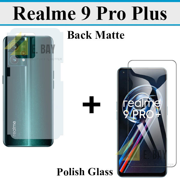 Realme 9 Pro Plus Polish Glass Screen Protector + Back Matte Protector Fiber Carbon Soft Skin Sheet For Realme 9 Pro Plus