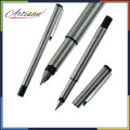 Artisan - Fountain Pen With Wooden Gift Box Premium Design Metal Silver Ink Pen. 