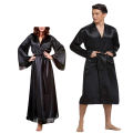 Korean Satin Silk Nighty for Couples – Bridal Honeymoon Robe with Bikini Set, Luxurious Soft Fabric, One Size. 