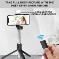 R1s Bluetooth Selfie Sticks with Remote and Selfie Light, 3-in-1 Multifunctional Selfie Stick Tripod Stand Mobile Stand Compatible with All Phones 360° Rotation Long Selfie Stick with LED Fill Light Compatible with iPhone/OnePlus/Samsung/Realme & (Black). 