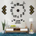 Gift City Presents Special Wooden Wall Clock for Bedroom / 12 Foil Kitchen Tile Stickers / Love these forever happy memories for Home and Offices, DIY Self Adhesive. 