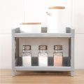 Kitchen Rack Plastic Double Layer Plastic Foldable Rack, Hollow Shelf Stationary Stand Box. 