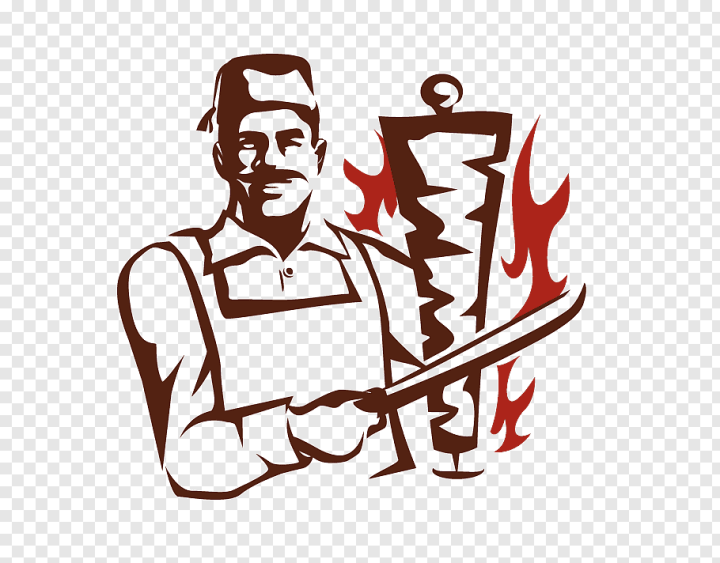 Shawarma Fast Food Traditional Cheff Style designed Wall Stickers for Decor Lovers - Size:  2 x 2 feet - Brown and Red color
